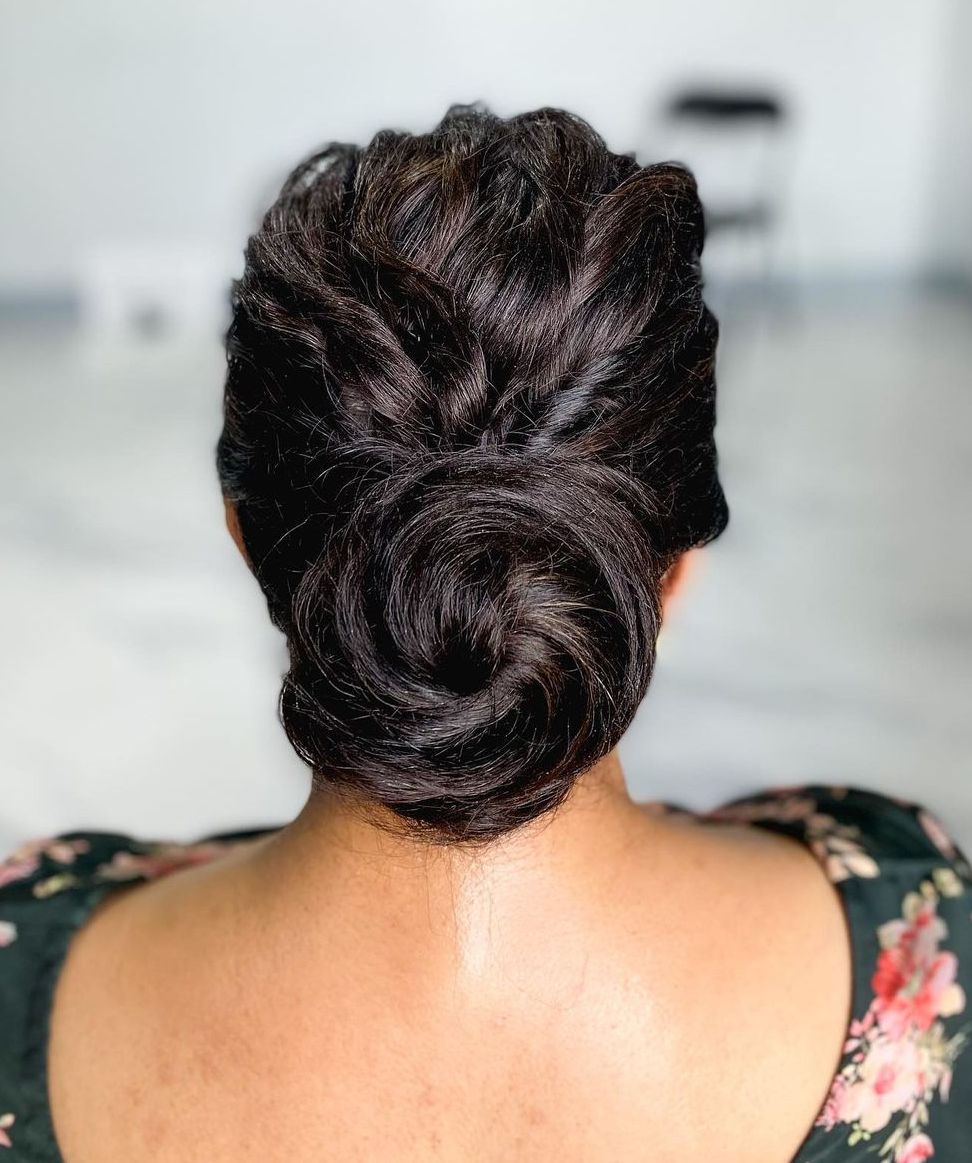 Mother-of-the-Bride Low Swirl Bun Updo