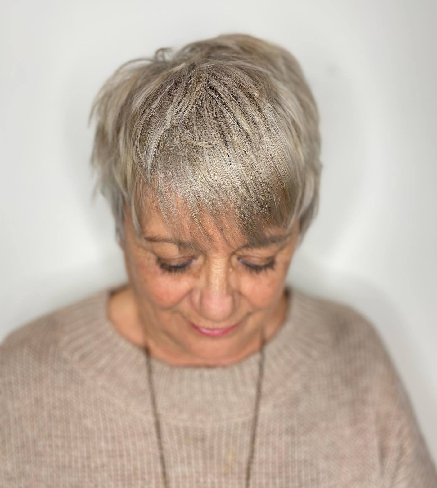 Short Textured Ash Blonde Cut