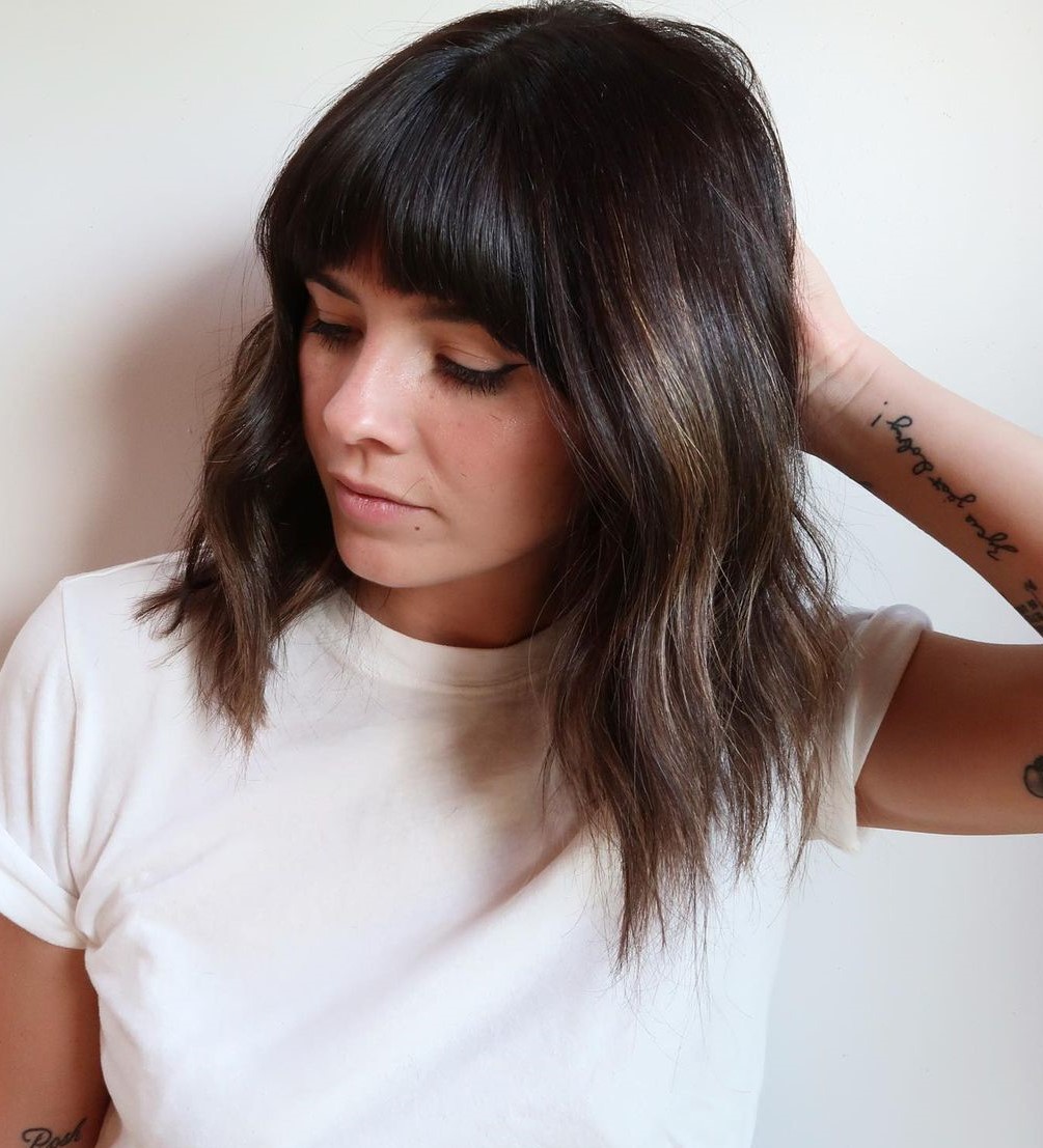 Thick Medium Wash-and-Go Haircut with Bangs