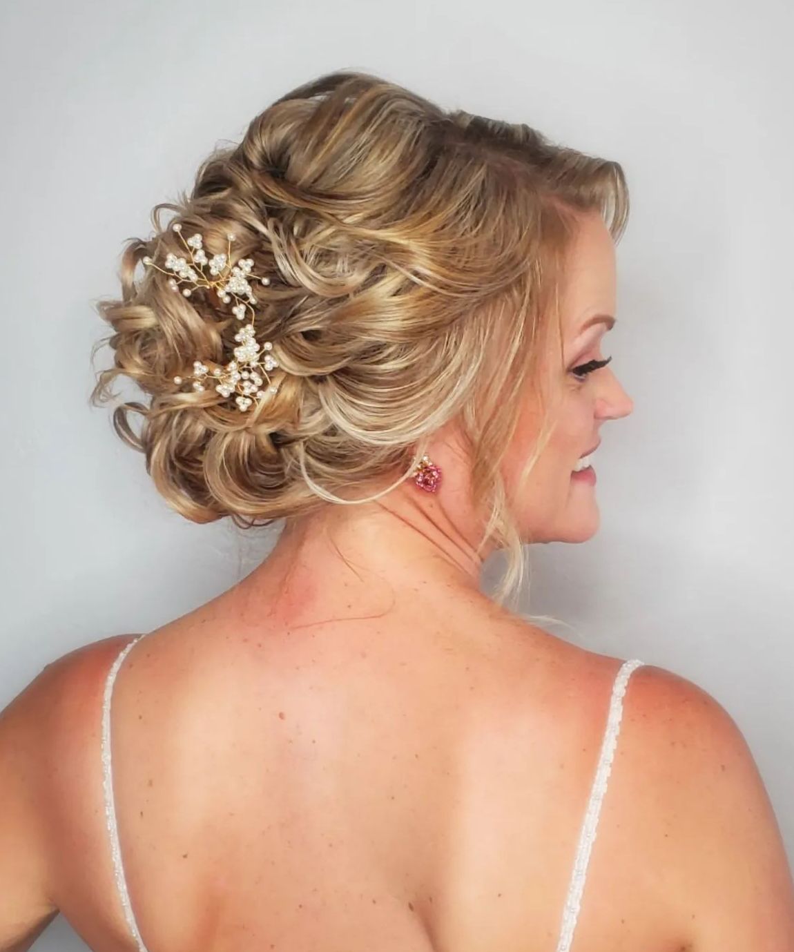 Airy Curly Blonde Updo for Mother-of-the-Bride