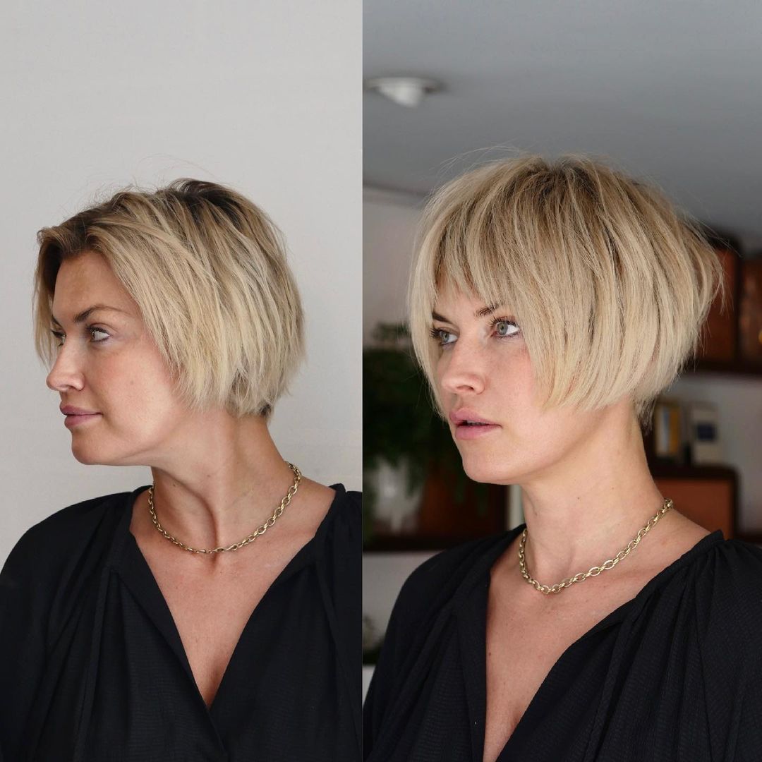 Lip-Length Blonde Choppy Bob