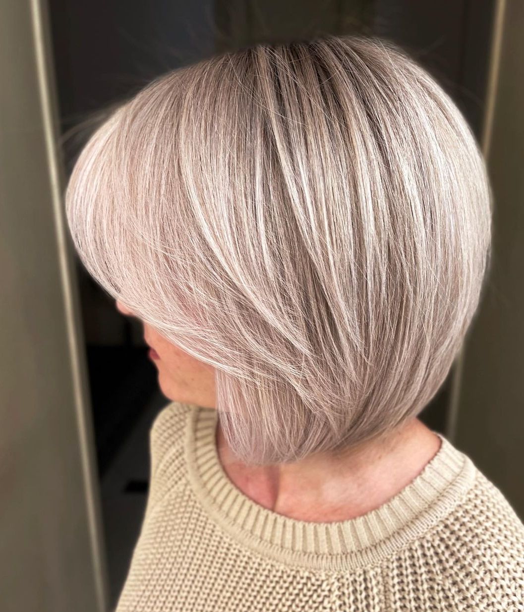 Gray Blonde Rounded Bob Hairstyle