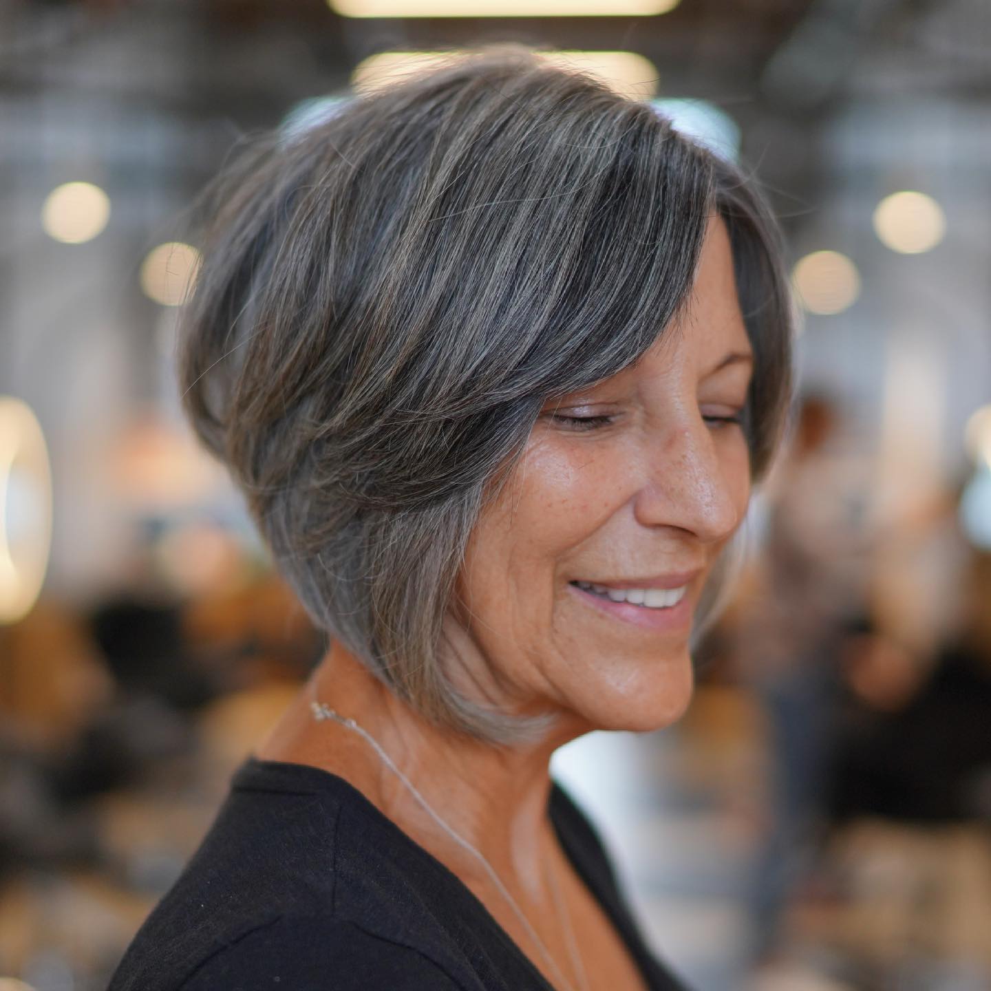 Chin-Length Inverted Bob Over 60