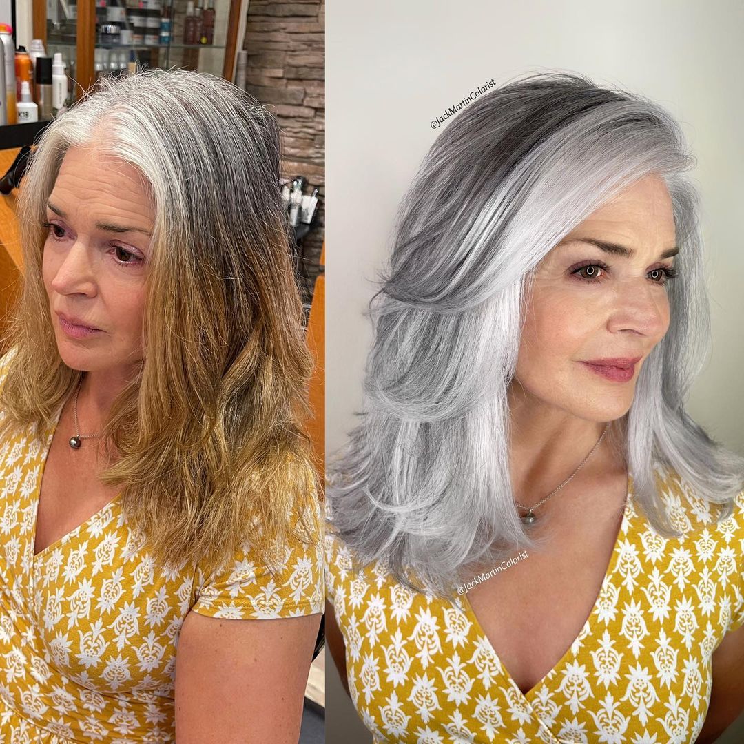 40+ Medium Gray Layered Hairstyle