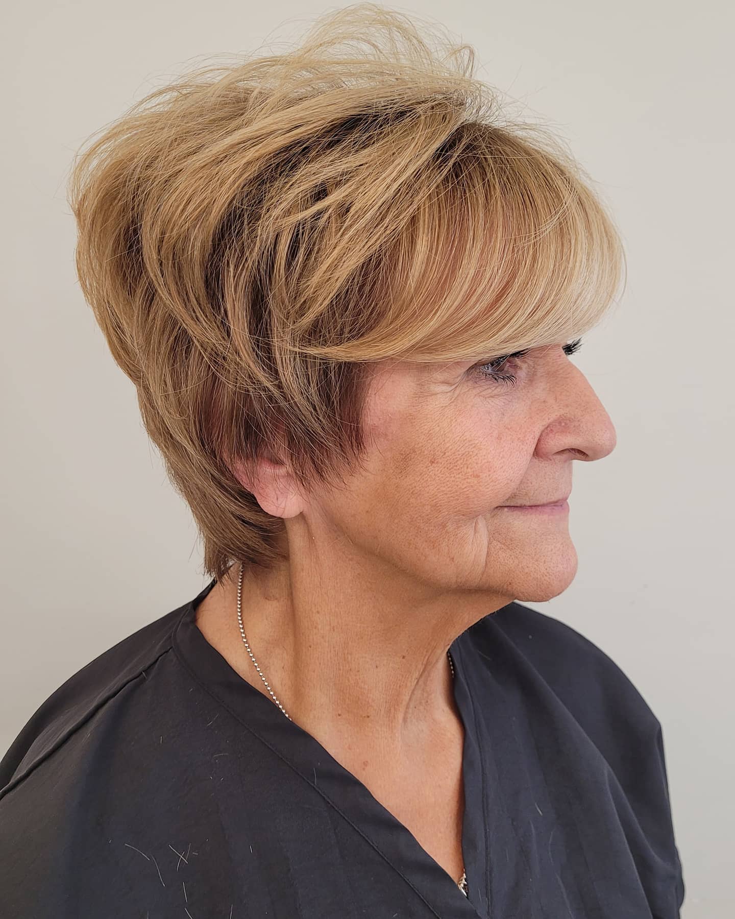 Short Hairstyle with Front Bangs for Seniors